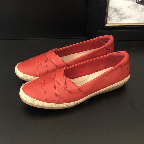 Clarks Women's Danelly Shine Loafersz 9M red leather slip on  308 - Picture 5 of 9